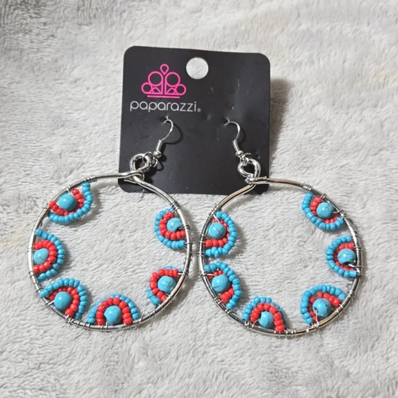 paparazzi Jewelry - #392 NWT Paparazzi earring blue and red bead